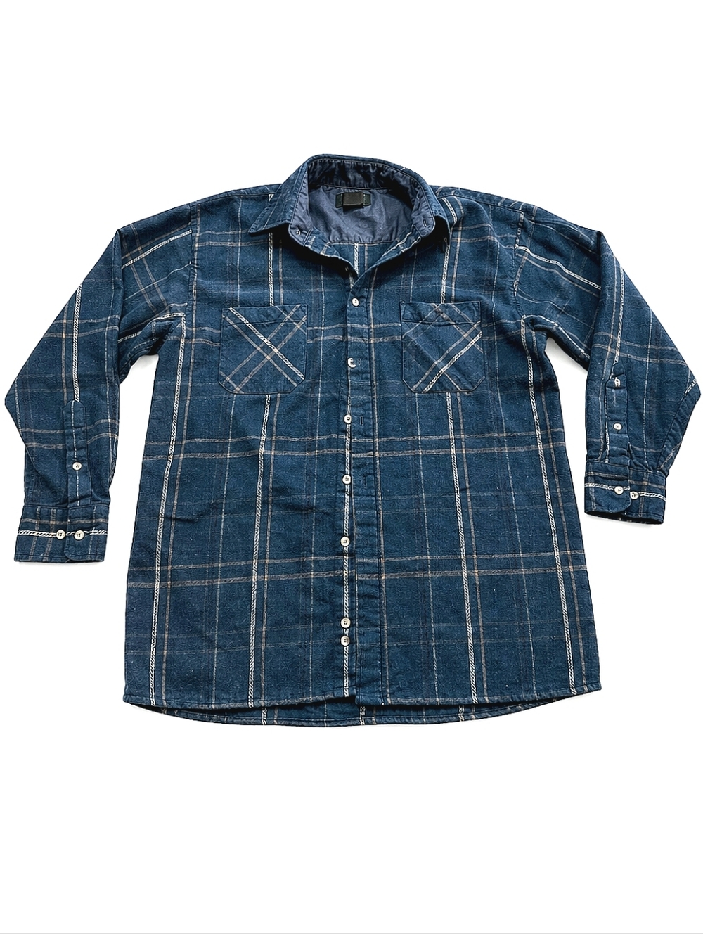 Casual Blue Plaid Button-Down Shirt - Men